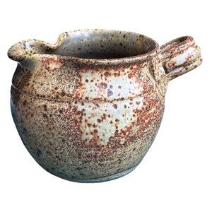 VTG Stoneware Syrup Small Pitcher By‎ Artist Mayfield Handcrafted Michigan